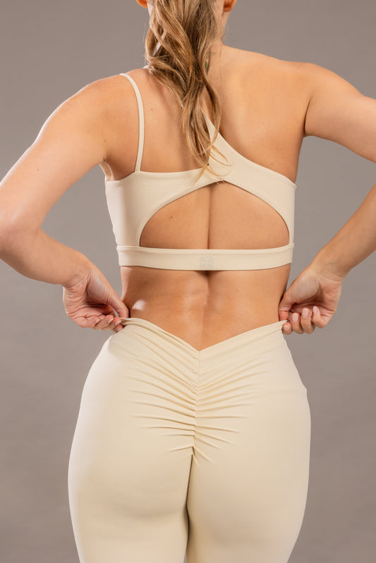 Asymmetric Sports Bra Almond Milk