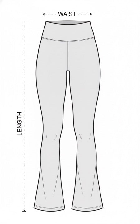 Diagrama de medidas de Flare Legging