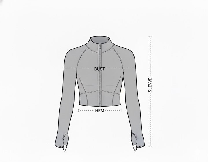 Diagrama de medidas de Cropped Zip Jacket